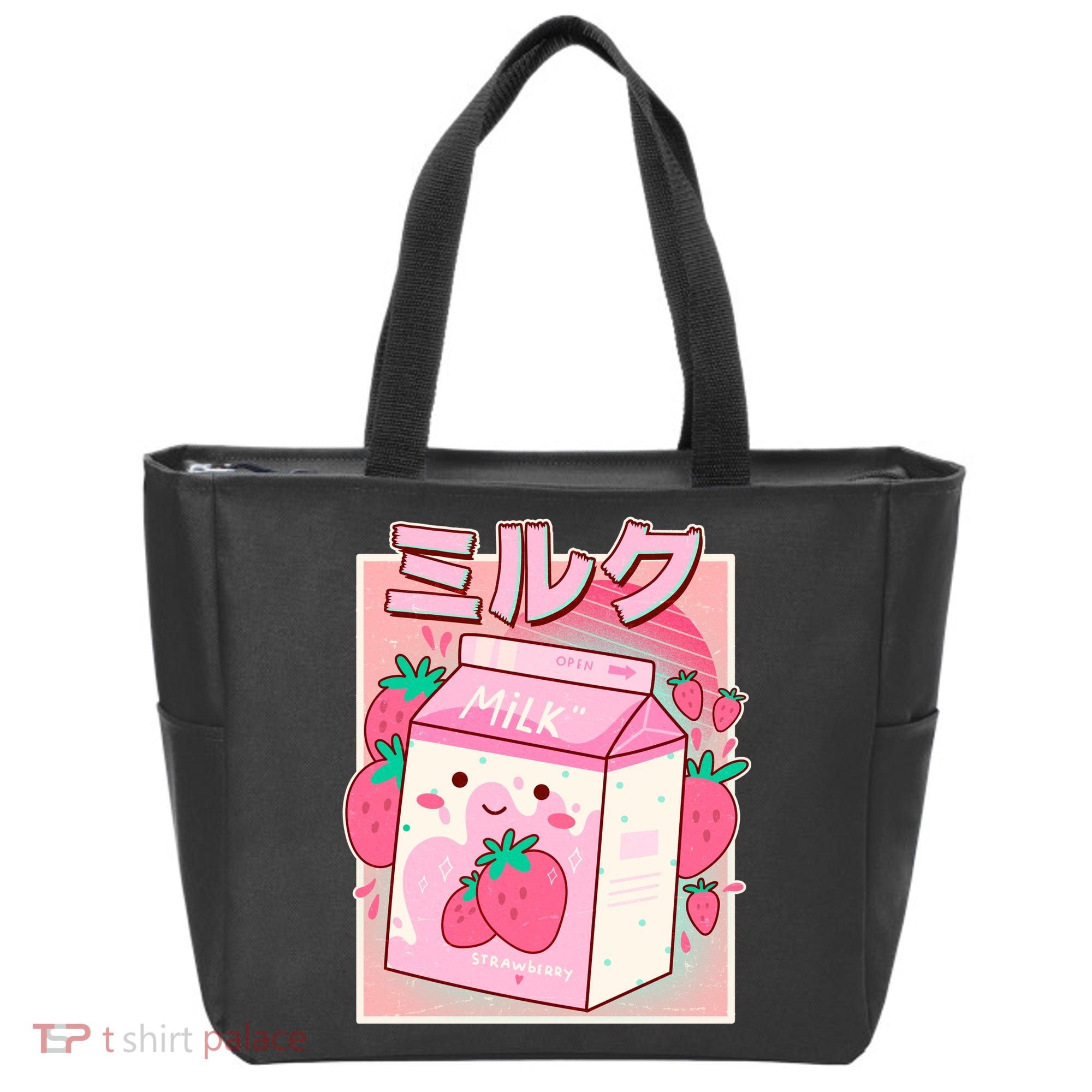 Cute Kawaii Japanese Strawberry Milk Tote Bag