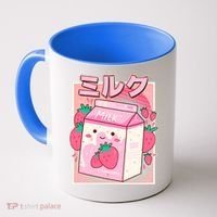 Cute Kawaii Japanese Strawberry Milk Coffee Mug thumb 0