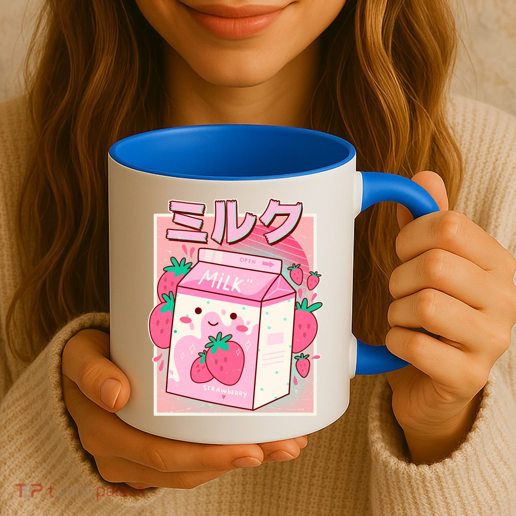 Cute Kawaii Japanese Strawberry Milk Coffee Mug