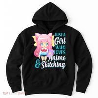 Cute Kawaii Just a Girl Who Loves Anime and Sketching Hoodie thumb 0