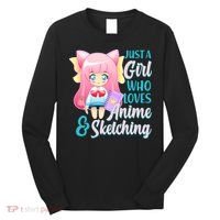 Cute Kawaii Just a Girl Who Loves Anime and Sketching Long Sleeve Shirt thumb 0