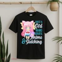 Cute Kawaii Just a Girl Who Loves Anime and Sketching T-Shirt thumb 2