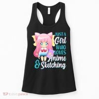 Cute Kawaii Just a Girl Who Loves Anime and Sketching Women's Tank Top thumb 0