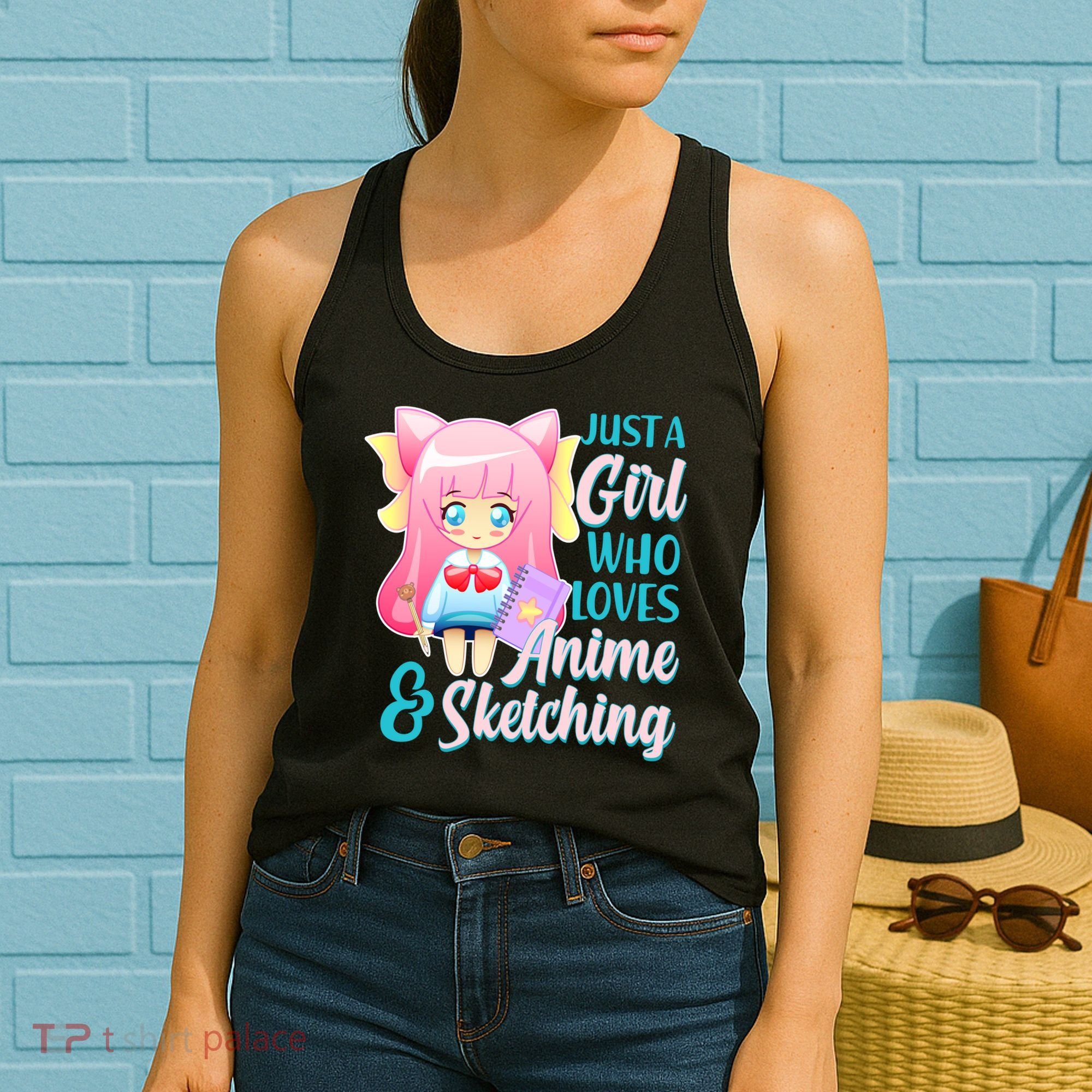 Cute Kawaii Just a Girl Who Loves Anime and Sketching Women's Tank Top