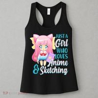 Cute Kawaii Just a Girl Who Loves Anime and Sketching Women's Tank Top thumb 3