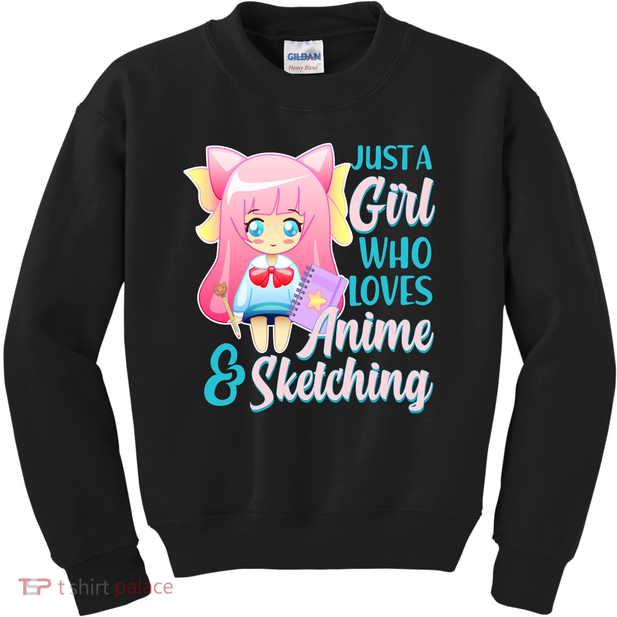 Cute Kawaii Just a Girl Who Loves Anime and Sketching Kids Sweatshirt
