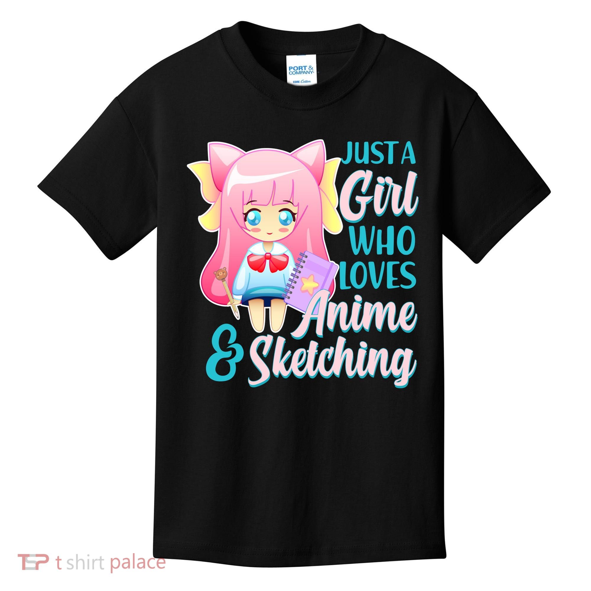 Cute Kawaii Just a Girl Who Loves Anime and Sketching Kids T-Shirt