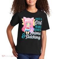 Cute Kawaii Just a Girl Who Loves Anime and Sketching Kids T-Shirt thumb 2