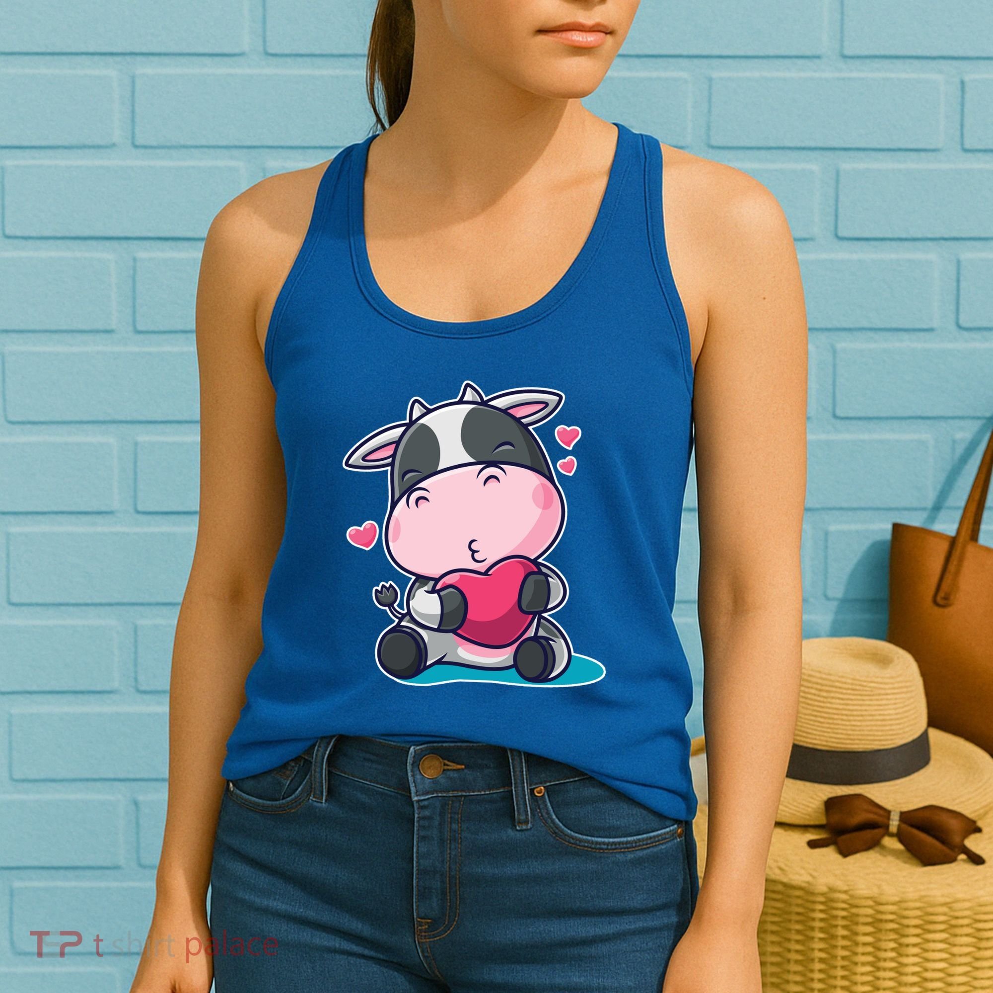 Cute Kawii Cow Hearts Women's Tank Top
