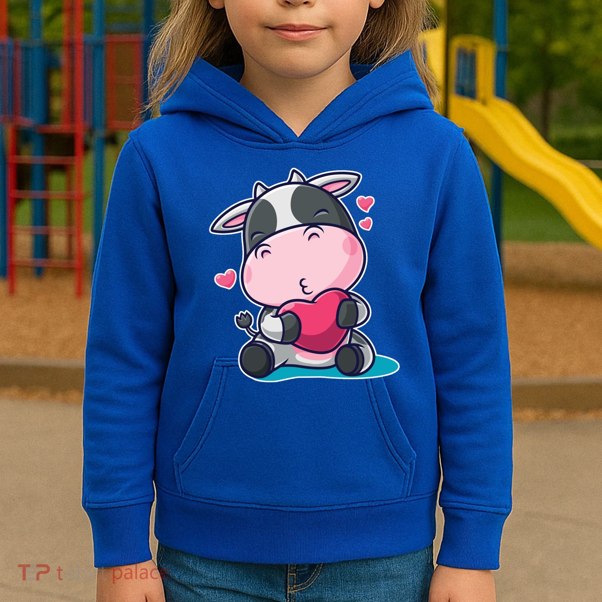 Cute Kawii Cow Hearts Kids Hoodie