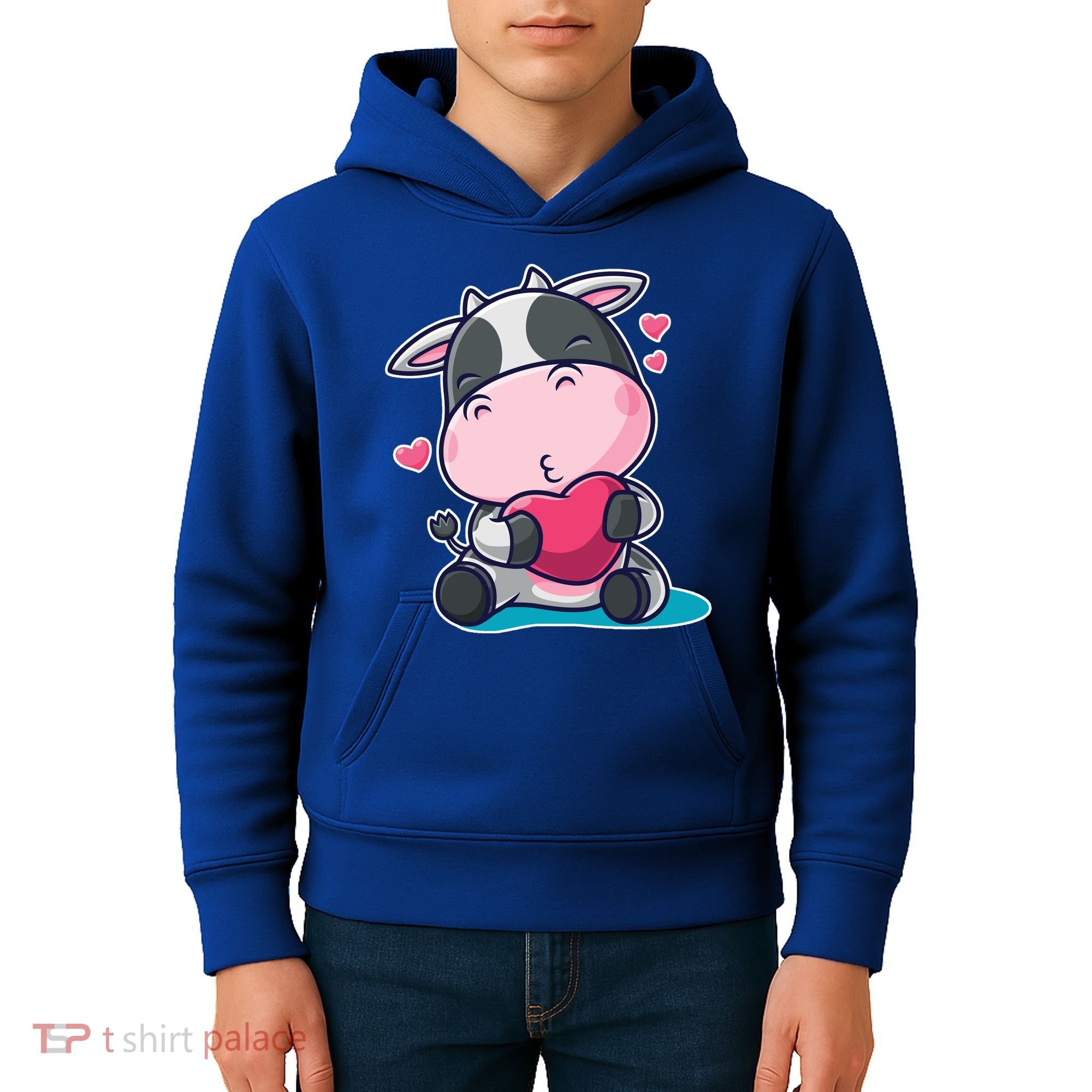 Cute Kawii Cow Hearts Kids Hoodie