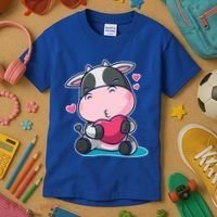 Cute Kawii Cow Hearts Kids T-Shirt thumb 3