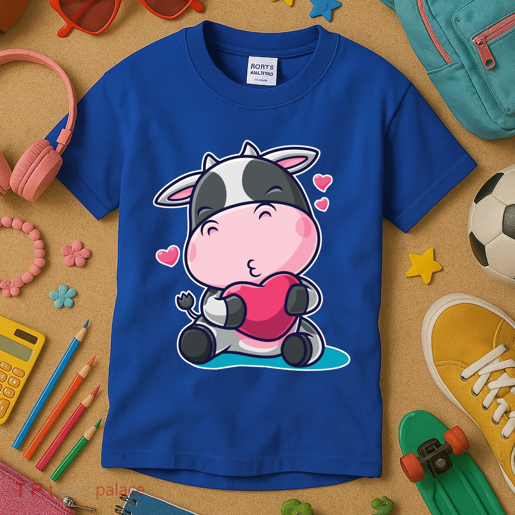 Cute Kawii Cow Hearts Kids T-Shirt