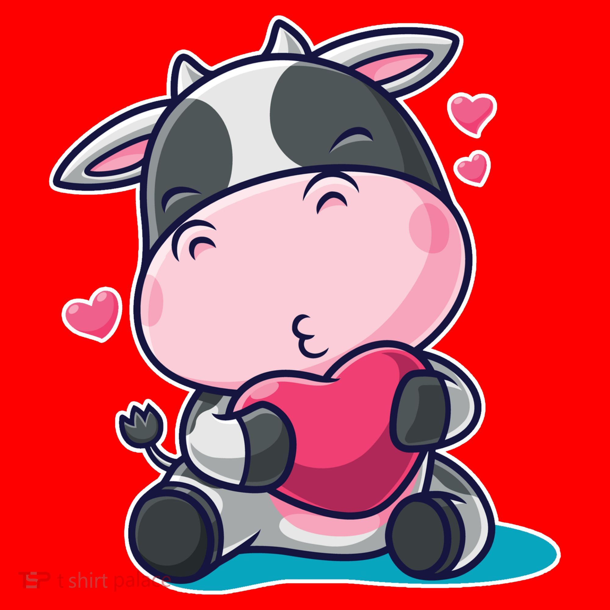Cute Kawii Cow Hearts Santa Hat
