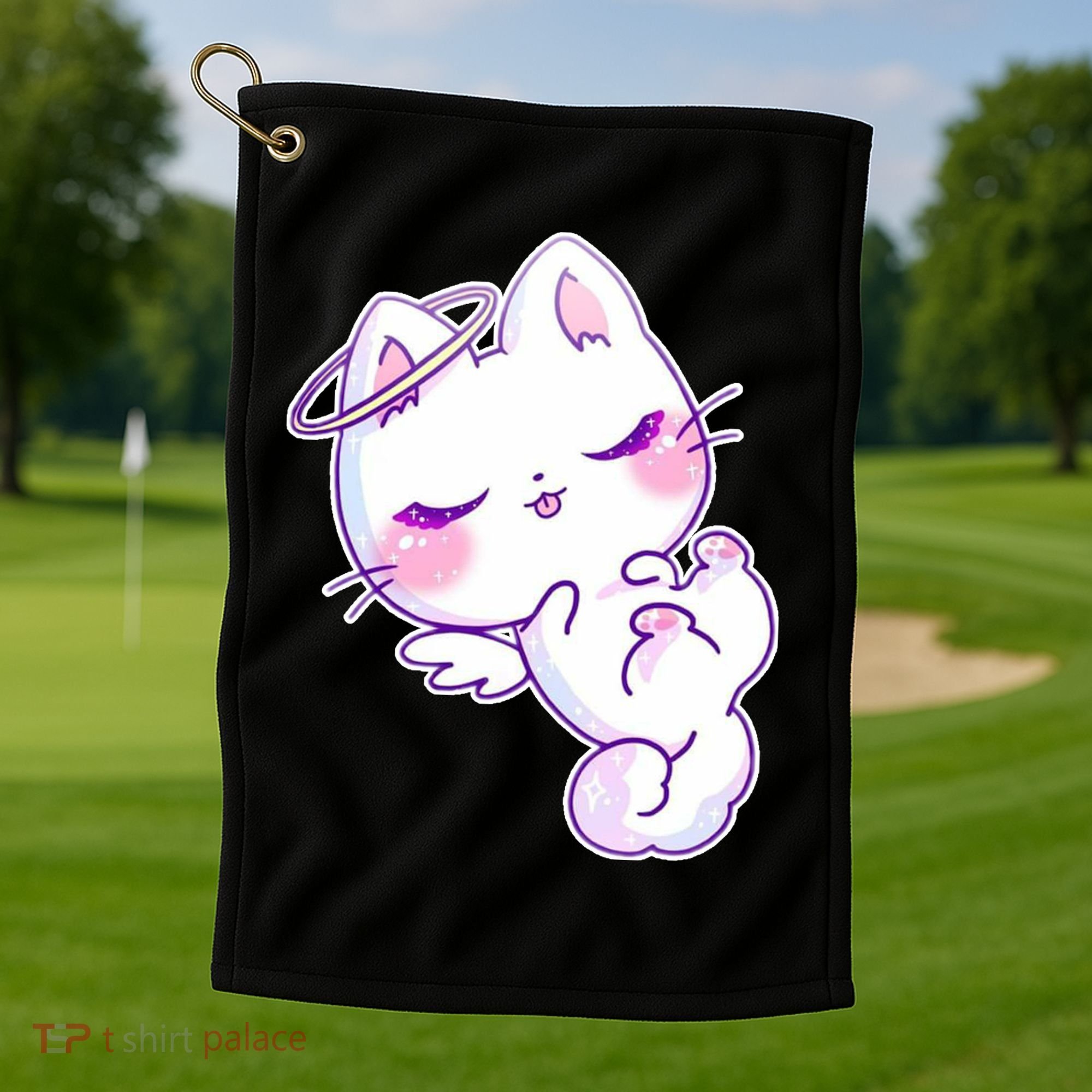 Cute Kitten Angel Golf Towel