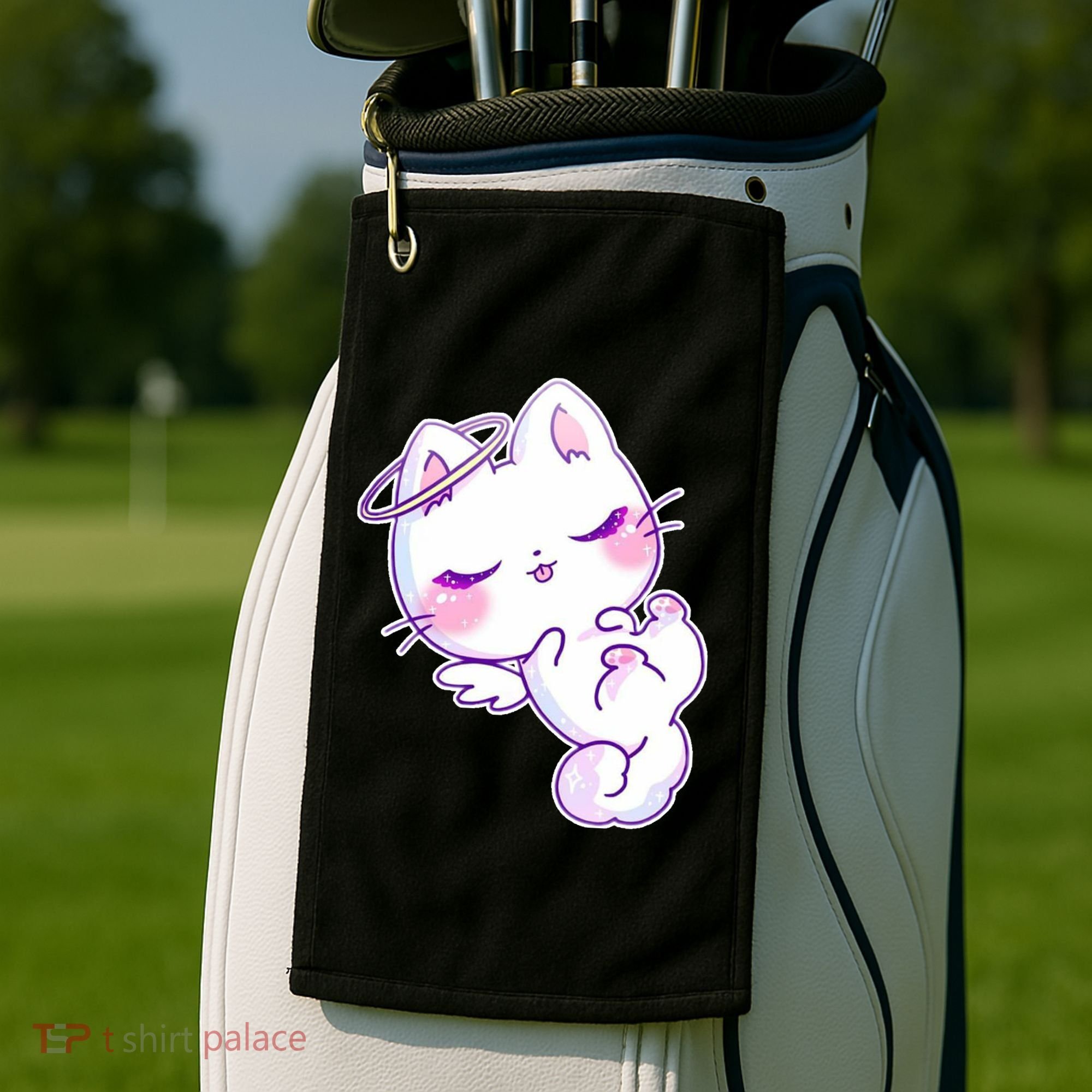 Cute Kitten Angel Golf Towel