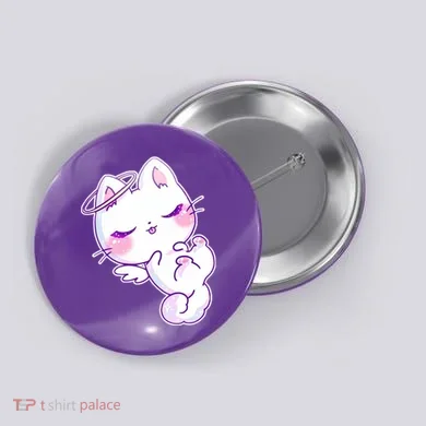 Cute Kitten Angel Button