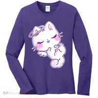 Cute Kitten Angel Women's Long Sleeve Shirt thumb 0
