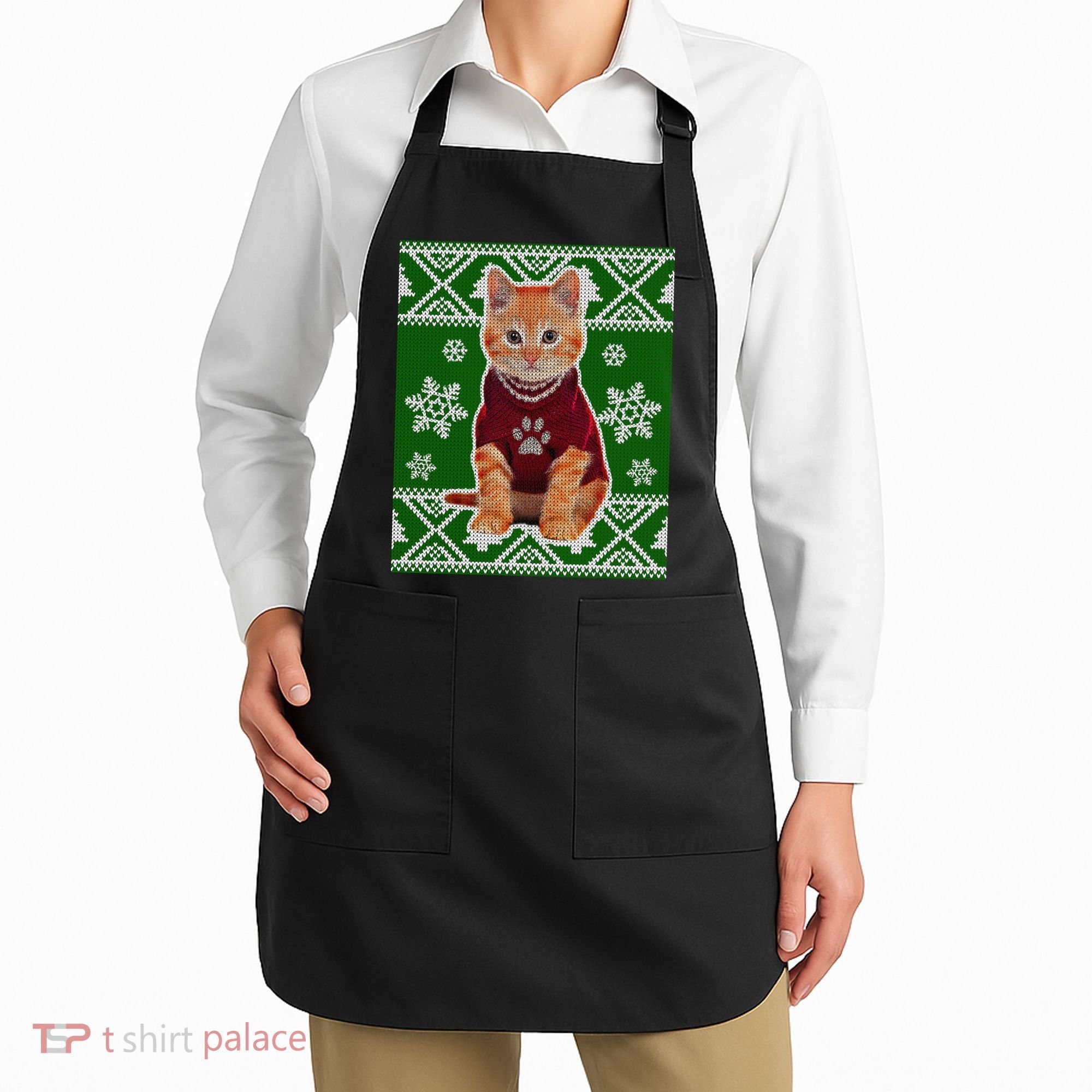 Cute Kitten Ugly Christmas Apron