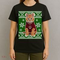 Cute Kitten Ugly Christmas T-Shirt thumb 4