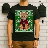 Cute Kitten Ugly Christmas T-Shirt thumb 6