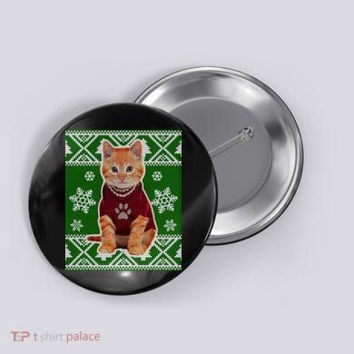Cute Kitten Ugly Christmas Button