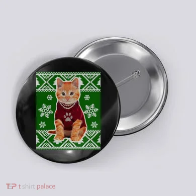 Cute Kitten Ugly Christmas Button