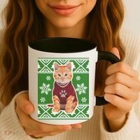 Cute Kitten Ugly Christmas Coffee Mug thumb 3