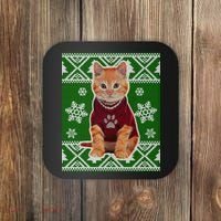 Cute Kitten Ugly Christmas Coaster thumb 0