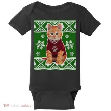 Cute Kitten Ugly Christmas Baby Bodysuit