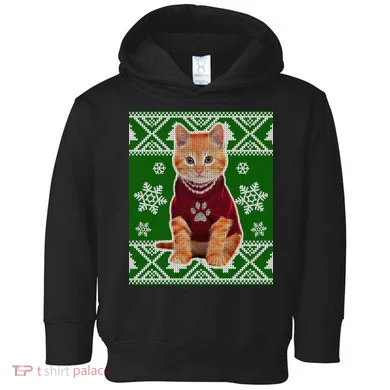 Cute Kitten Ugly Christmas Toddler Hoodie