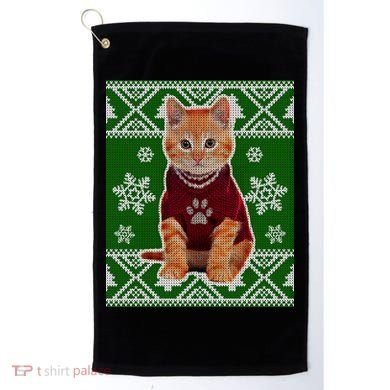 Cute Kitten Ugly Christmas Golf Towel