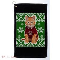 Cute Kitten Ugly Christmas Golf Towel thumb 0