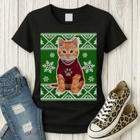 Cute Kitten Ugly Christmas Women's T-Shirt thumb 3