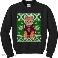 Cute Kitten Ugly Christmas Kids Sweatshirt thumb 0