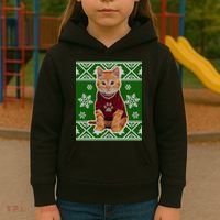 Cute Kitten Ugly Christmas Kids Hoodie thumb 3