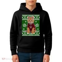 Cute Kitten Ugly Christmas Kids Hoodie thumb 4