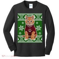 Cute Kitten Ugly Christmas Kids Long Sleeve Shirt thumb 0