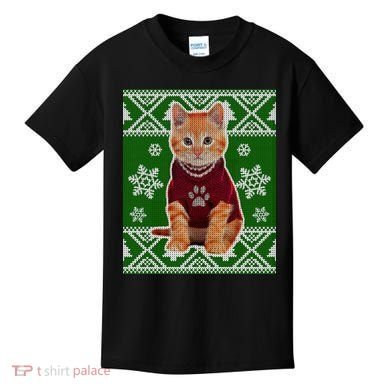 Cute Kitten Ugly Christmas Kids T-Shirt