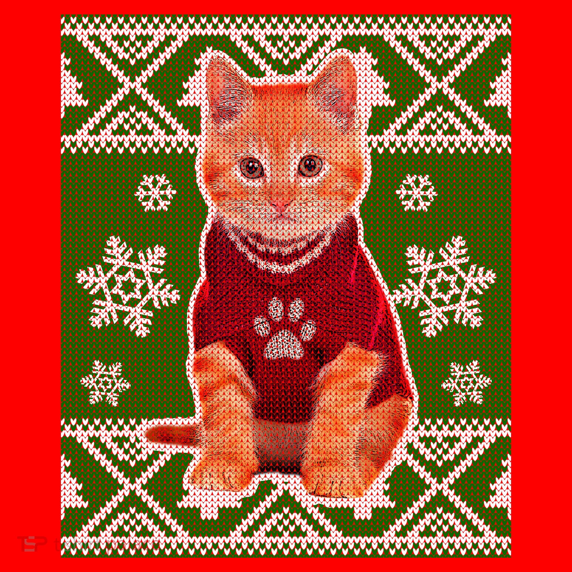 Cute Kitten Ugly Christmas Santa Hat
