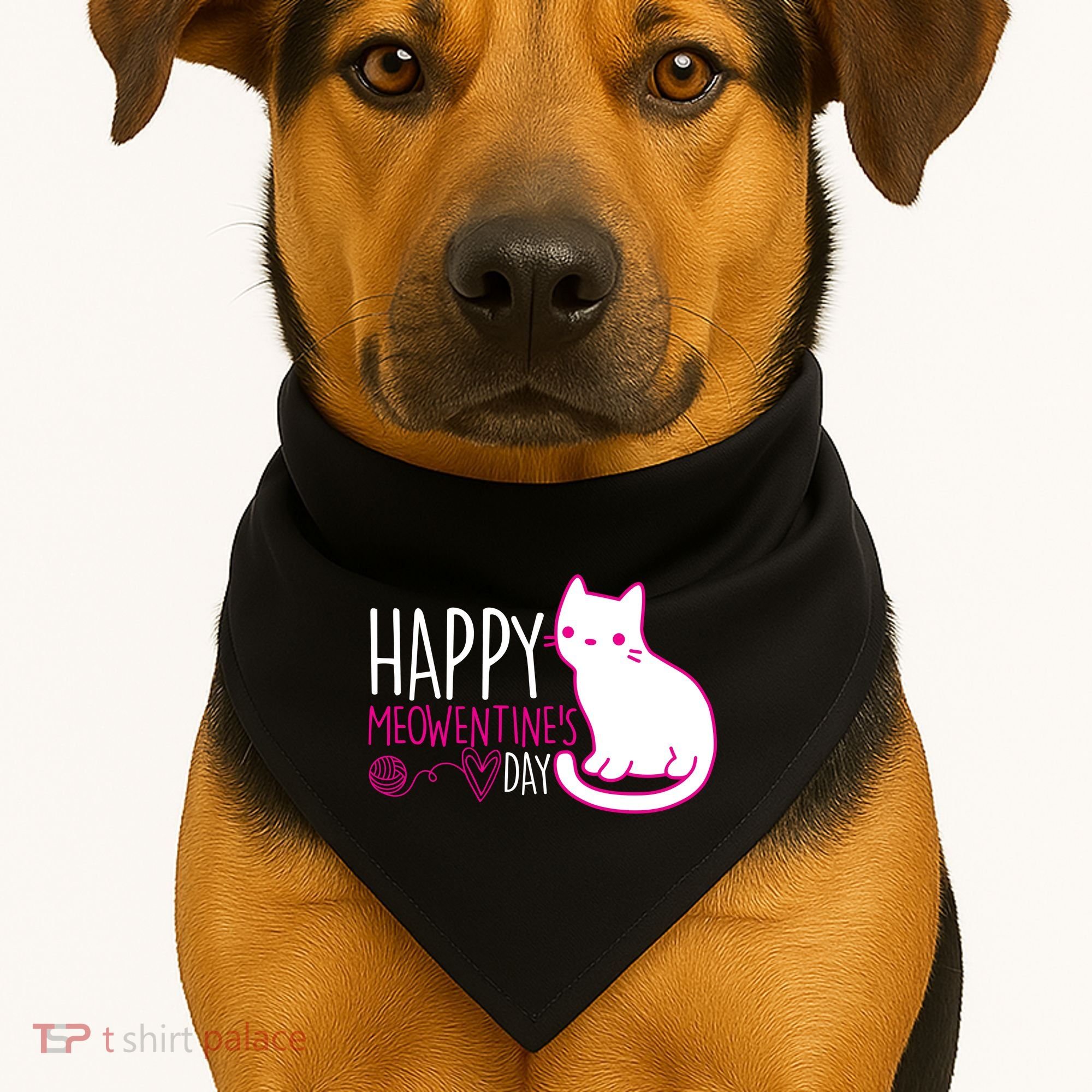 Cute Kitty Cat Valentines Day Meowtines USA-Made Doggie Bandana