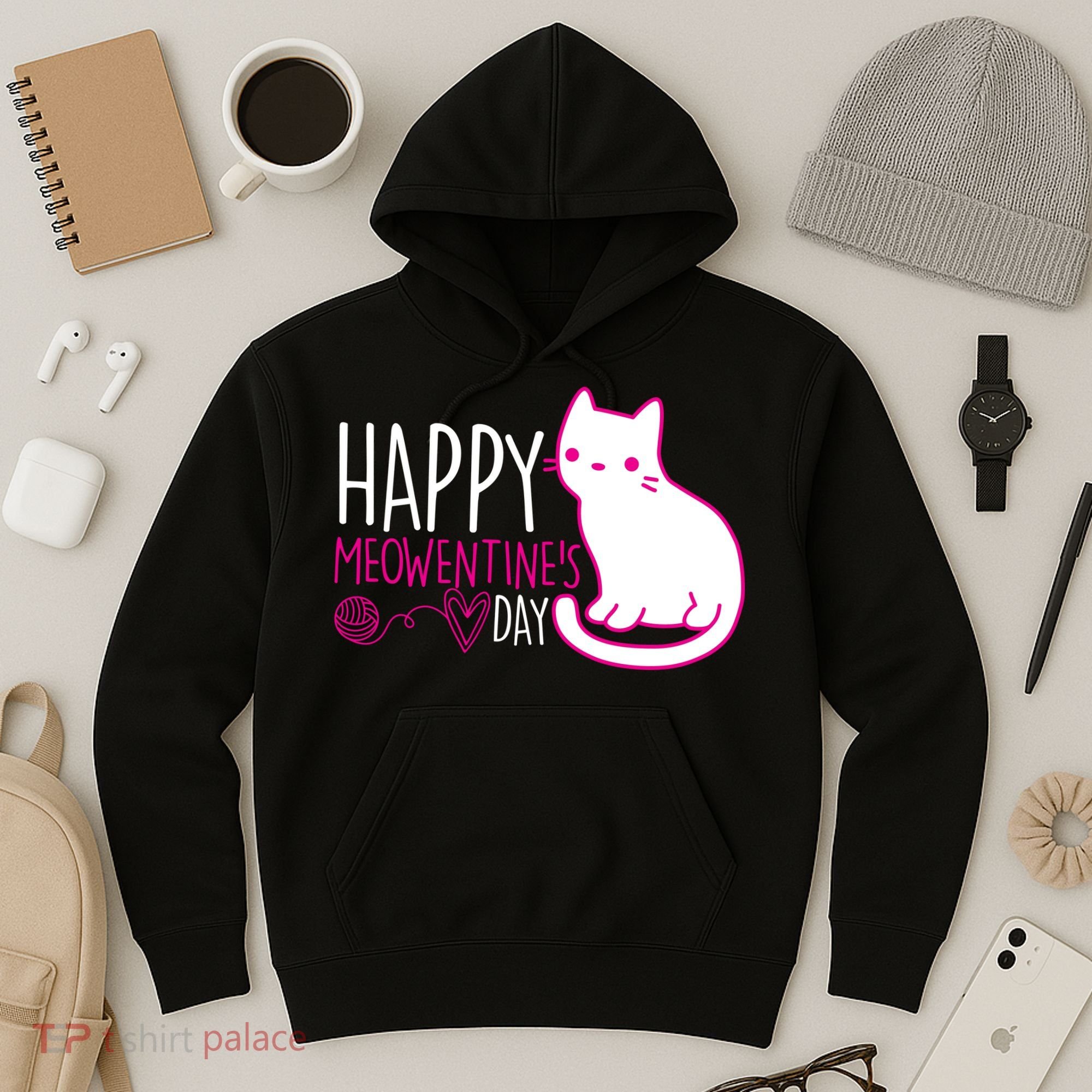 Cute Kitty Cat Valentines Day Meowtines Hoodie
