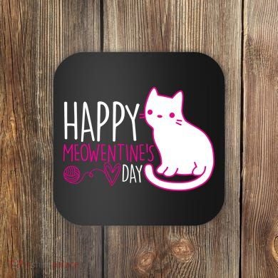 Cute Kitty Cat Valentines Day Meowtines Coaster