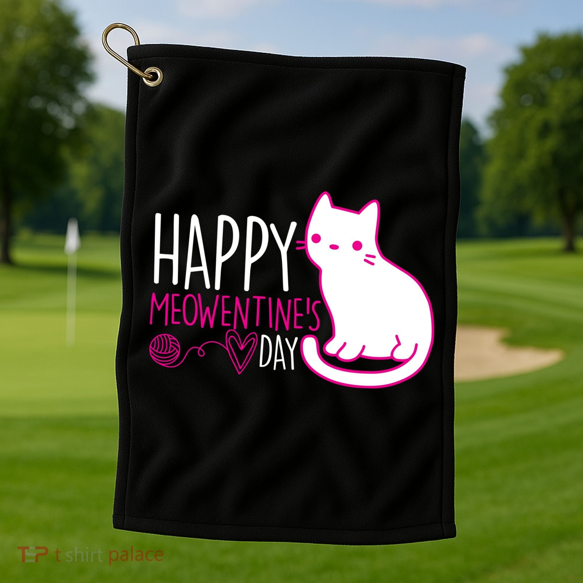 Cute Kitty Cat Valentines Day Meowtines Golf Towel