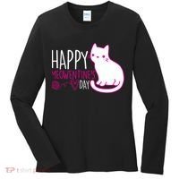 Cute Kitty Cat Valentines Day Meowtines Women's Long Sleeve Shirt thumb 0