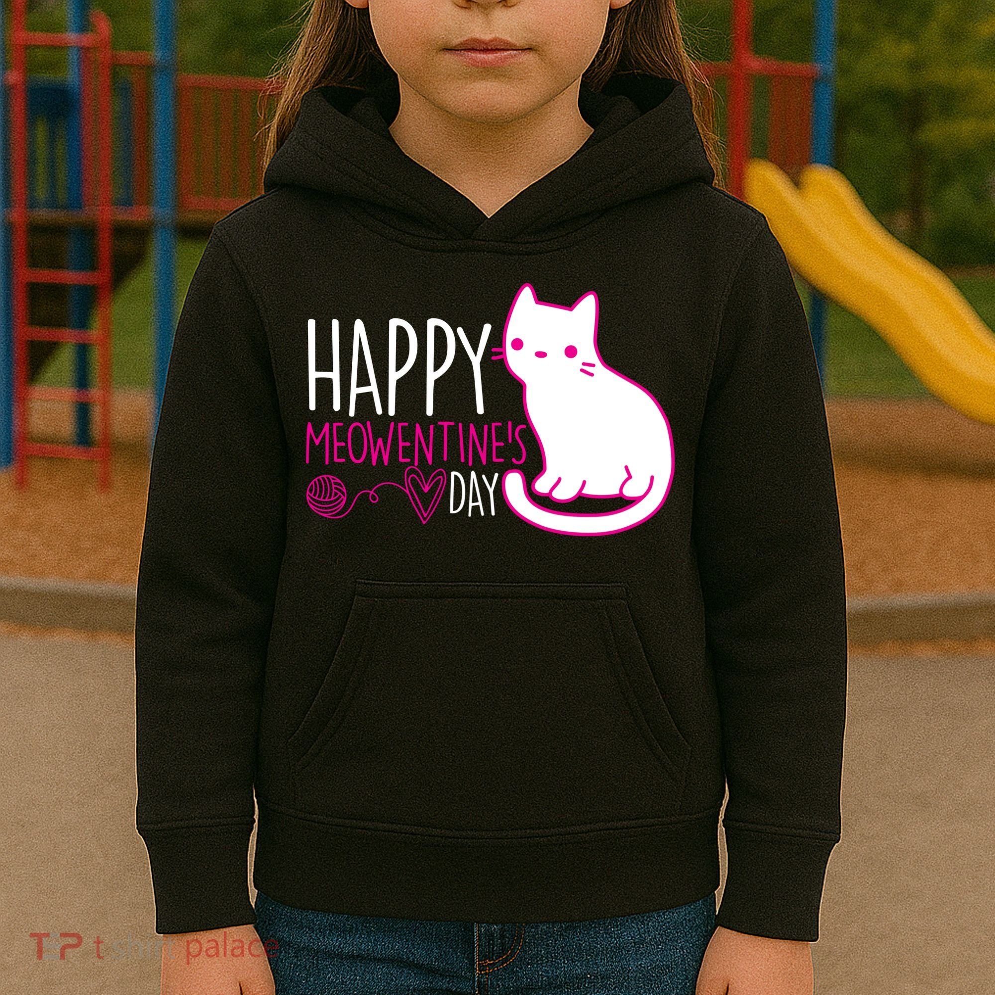Cute Kitty Cat Valentines Day Meowtines Kids Hoodie