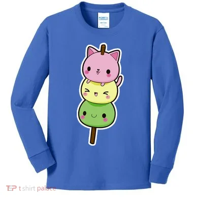 Cute Kitty Dango Ice Cream Cone Kids Long Sleeve Shirt