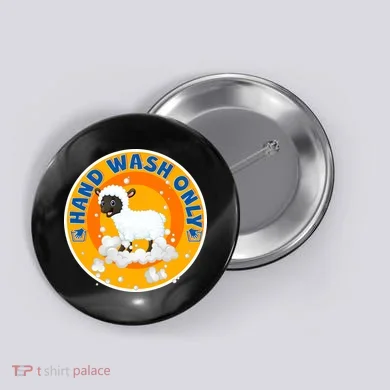 Cute Lamb Sheep Hand Wash Only Button