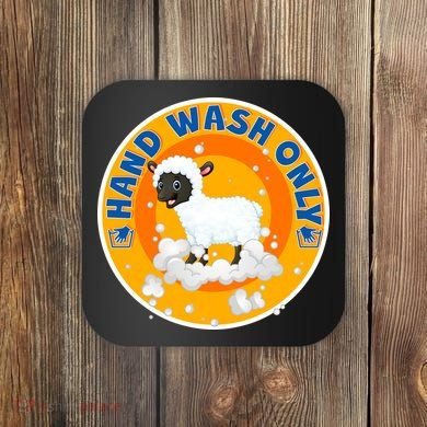 Cute Lamb Sheep Hand Wash Only Coaster