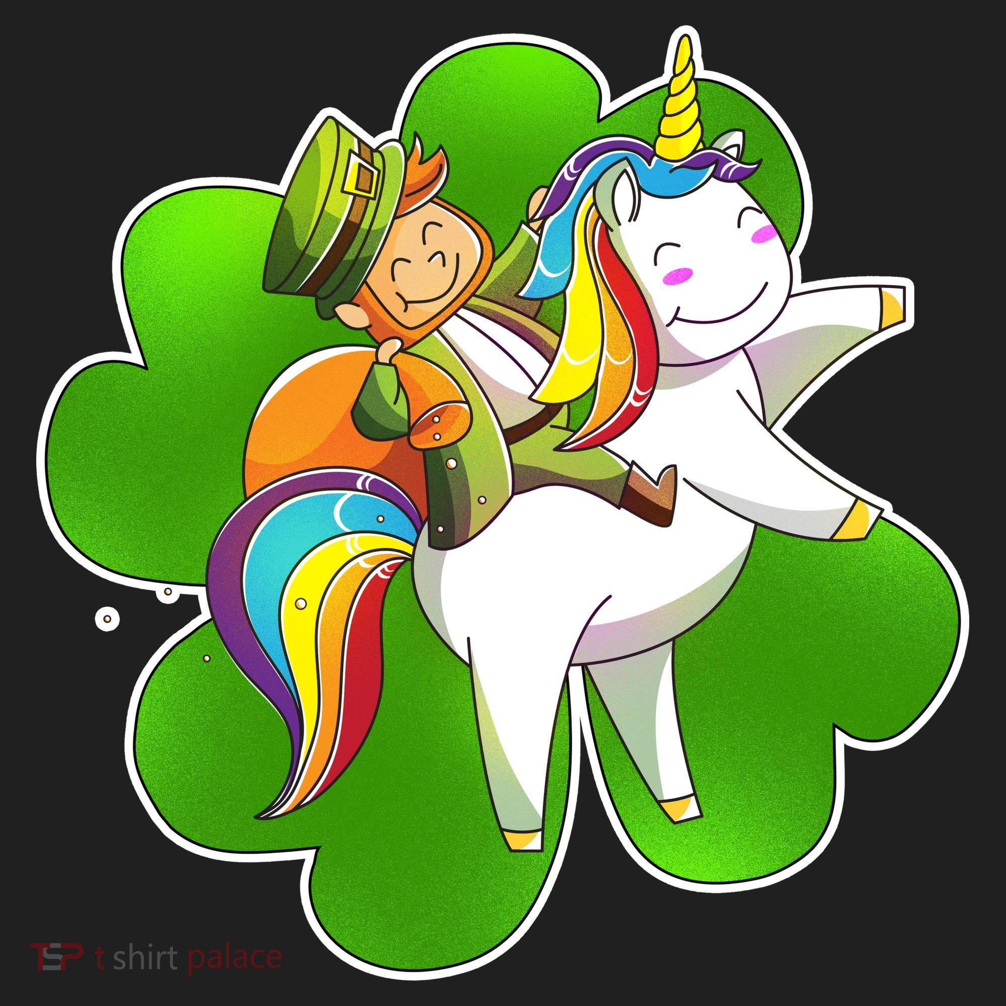Cute Leprechaun Riding Unicorn Women's Sweatshirt
